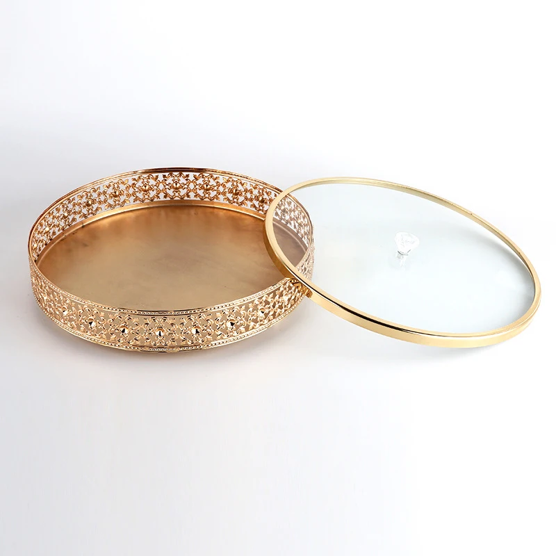 

Minimalist Round Mirror Tray Desktop Cosmetics Jewelry Storage Tray Wedding Party Display Living Room Household Dessert dishes