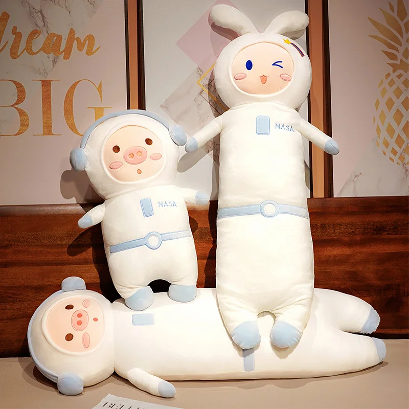 

New Cute Stuffed Soft Unique Pig Rabbit Plush Toys Lovely Space Astronaut Plush Long Pillow For Kids Baby Birthday Gifts