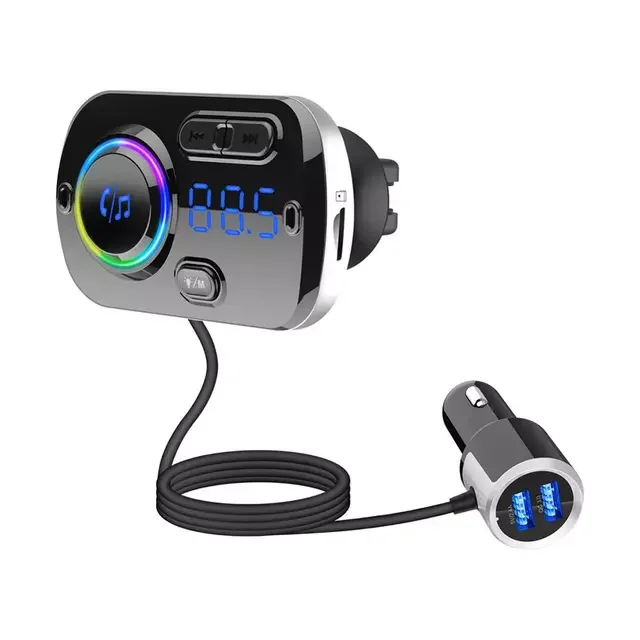 

Car FM Transmitter Bluetooth-compatible 5.0 Fm Modulator USB Car Charger Kit Hands-Free Calling Music Player Night LED Light