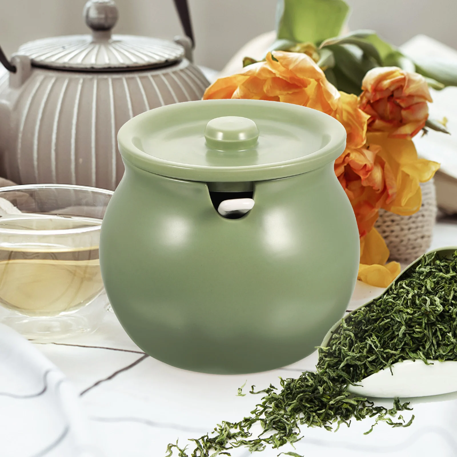 

Ceramic Lard Jar Green Storage Containers Seasoning Spice Canisters Ceramics Bacon Grease Keeper Fat Kitchen Holder Disposal