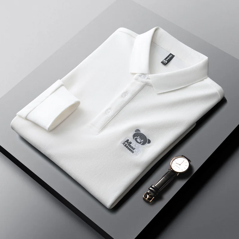 100% Cotton Long Sleeve T-shirt Men's Fashion Embroidery Polo Shirt Spring and Autumn New Youth Casual Men's Wear