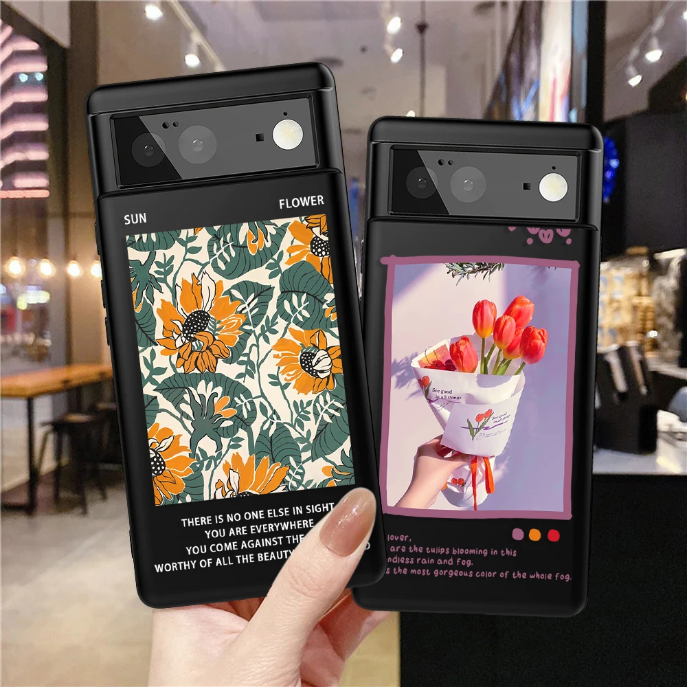 

Sunflower Tulip Phone Case for Google Pixel 7a 7Pro 7 6a 6 6Pro 5 5a 5G 4XL 4 2 3XL 2XL 3 3a 3aXL 4a Soft TPU Cover Capas