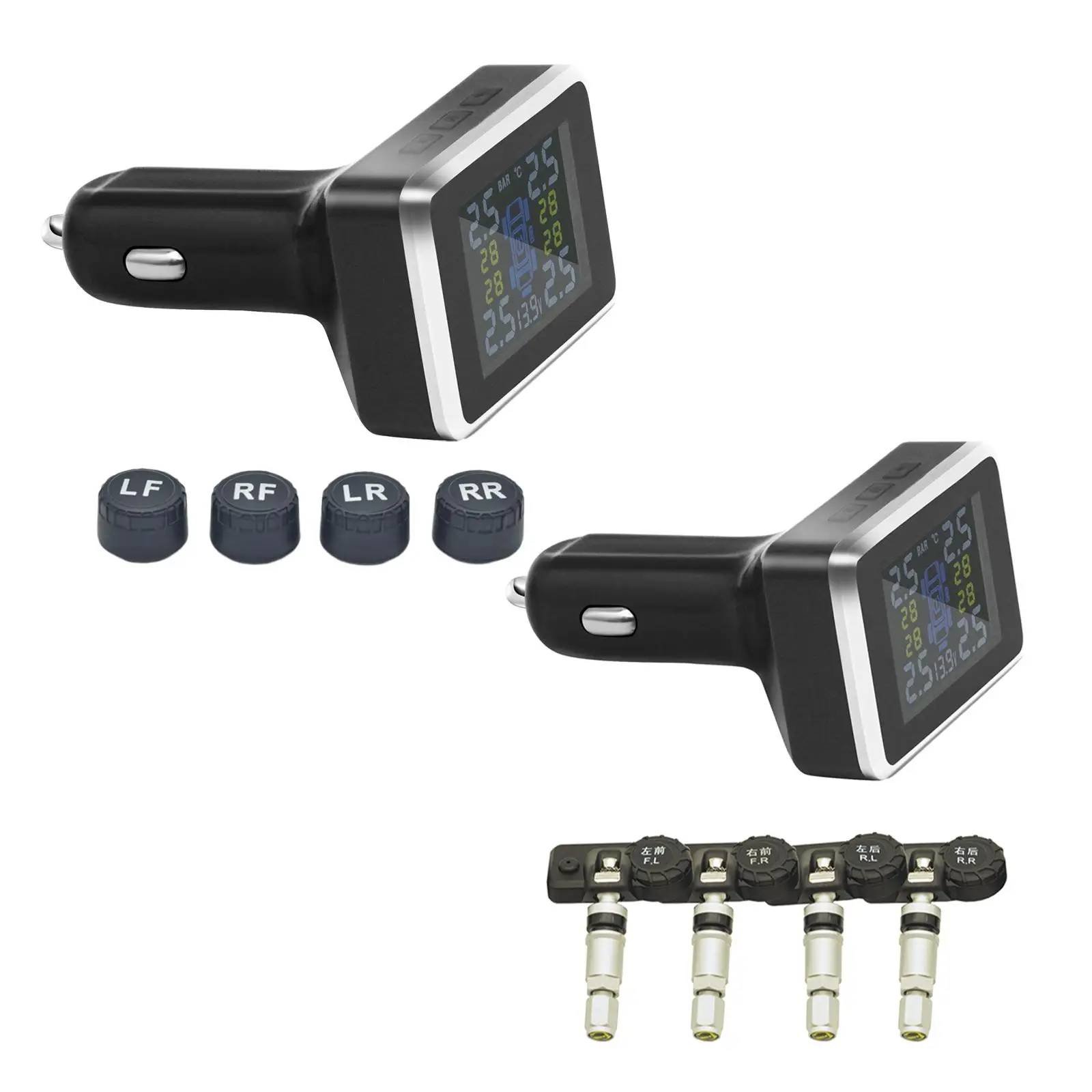 Система контроля давления в шинах автомобиля TPMS с 4 внешними датчиками ЖК-дисплей