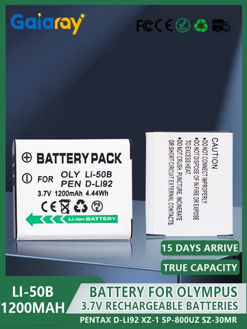 LI-50B аккумулятор для камеры 3,7 В 1200 мАч аккумуляторная батарея для Olympus LI 50B LI50B для камер Pentax D-LI92 XZ-1 SP-800UZ SZ-30MR