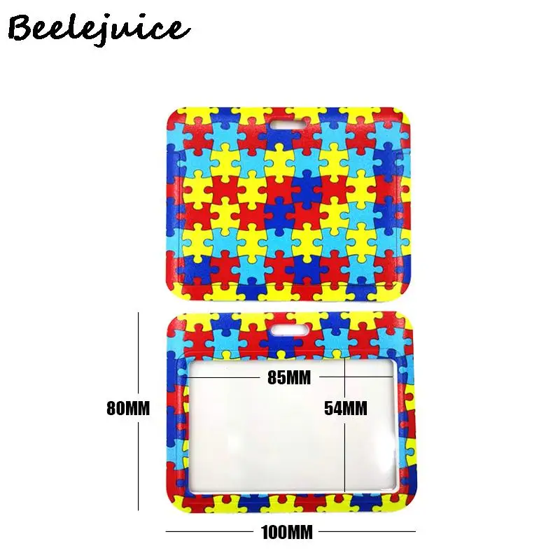 Autism Awareness Horizontal ID Retractable Badge Holder Badge Holder Clip Key Ring for Name Card Keychain Nurse Work Decorations