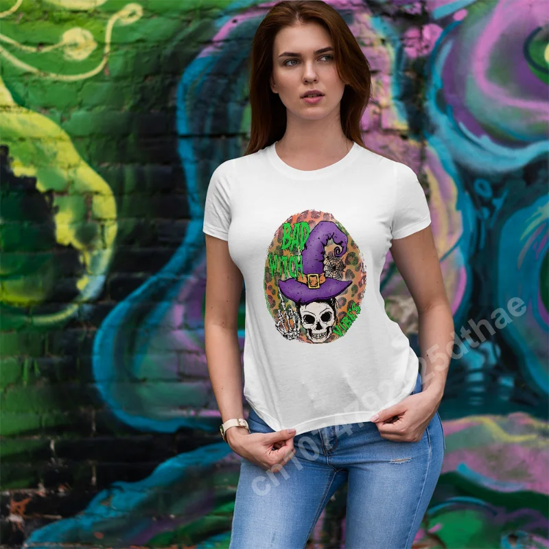 

Halloween Skull Picture T-Shirts Harajuku Women Clothing Short Sleeve Summer Y2k Tops Tees Graphic O-neck Female Custom T Shirt