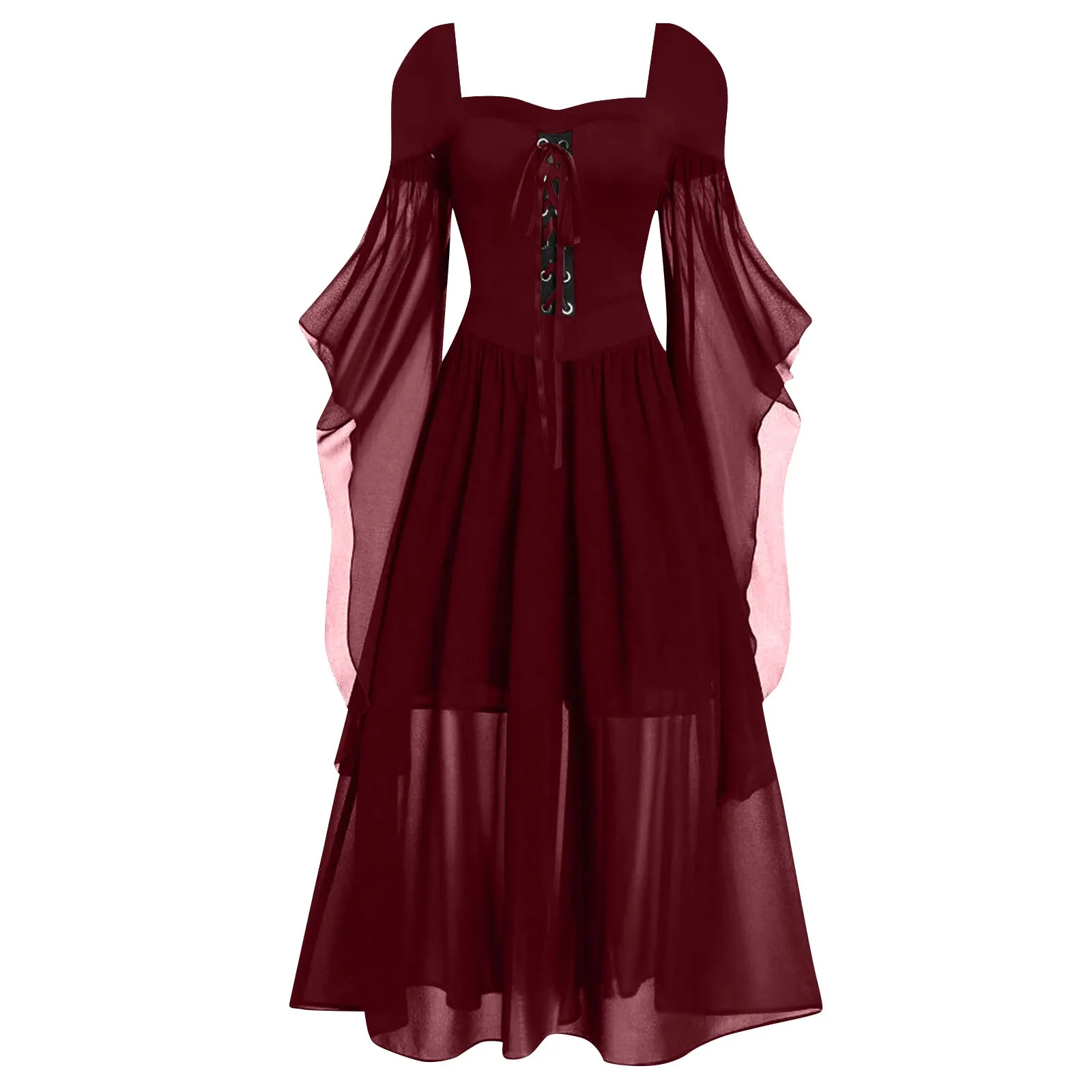 

Женское платье, Повседневное платье с открытыми плечами, однотонное кружевное платье с рукавом-бабочкой в готическом стиле на Хэллоуин, простые платья