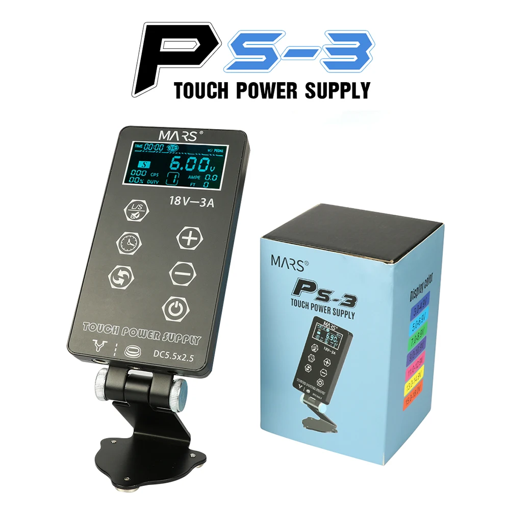 PS-3 Tattoo Power Supply Source Digital LCD Support Powerful  Voltage Colorful Screen Without Foot Pedal Makeup Power Supplies