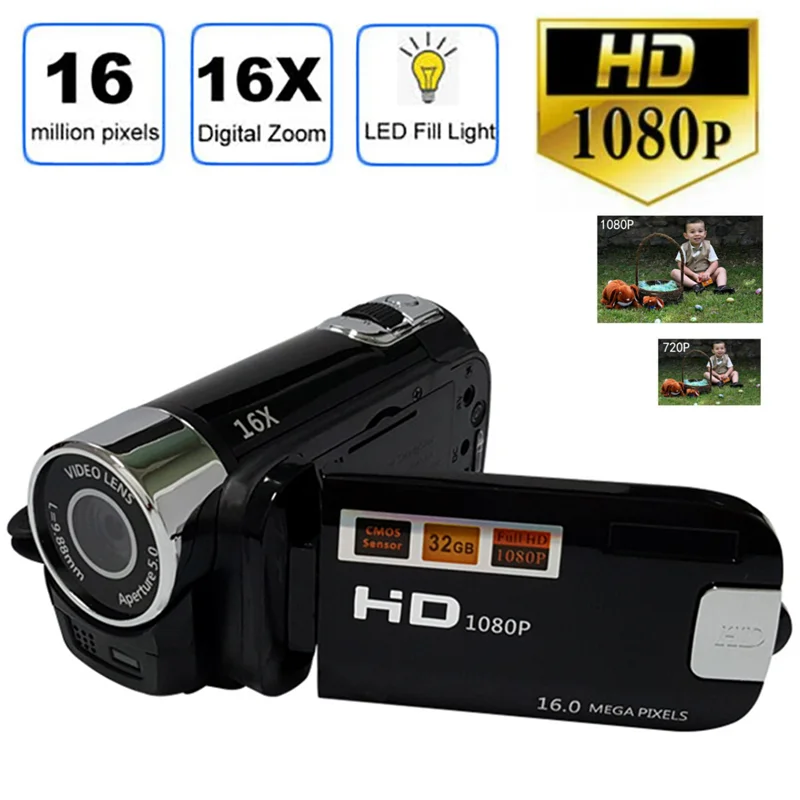 

Цифровая видеокамера 16 МП, видеокамера с 16-кратным цифровым зумом, ручная цифровая камера s 1080P HD TFT DV AV с ночным видением, ЖК-видеокамеры