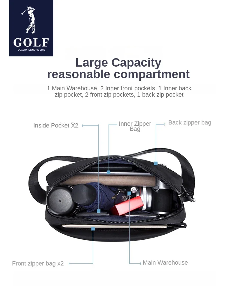 Сумки через плечо для гольфа с внутренним карманом мужская сумка