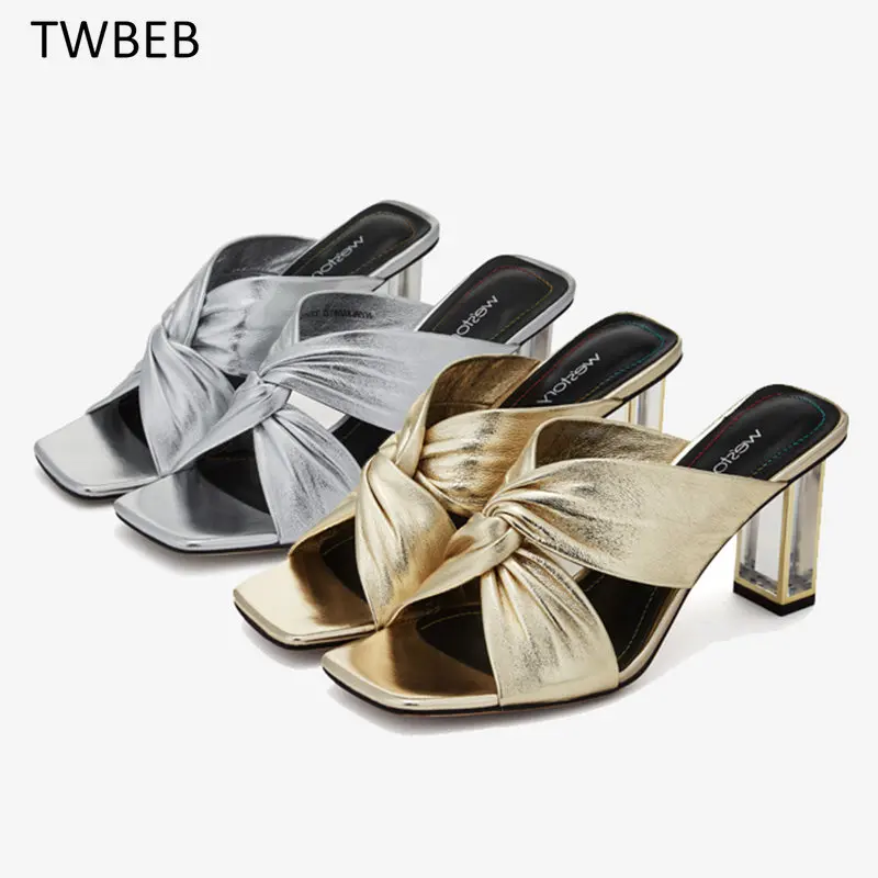 

Сандалии женские без шнуровки, босоножки на толстом высоком каблуке, без застежки, с бантом, элегантные пикантные туфли для вечерние, лето