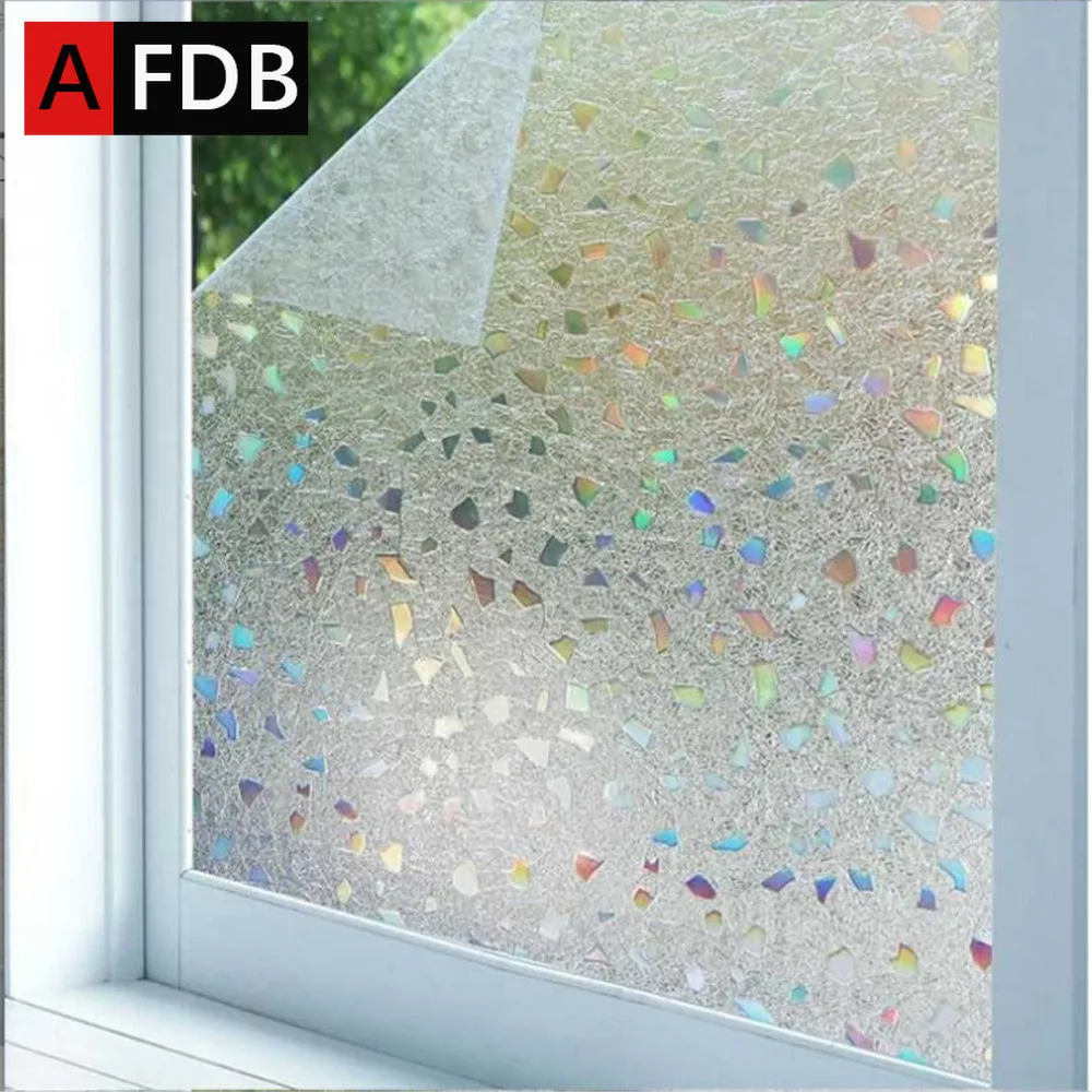

3D Rainbow Window Film Privacy Window Sticker Non Adhesive Window Coverings Frosted Glass Film Anti-UV Static Glass Window Vinyl