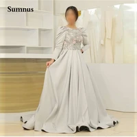 sumnus modern ball gown prom quinceanera dress cap long sleeve 3d floral formal scoop plus size evening gowns custom made