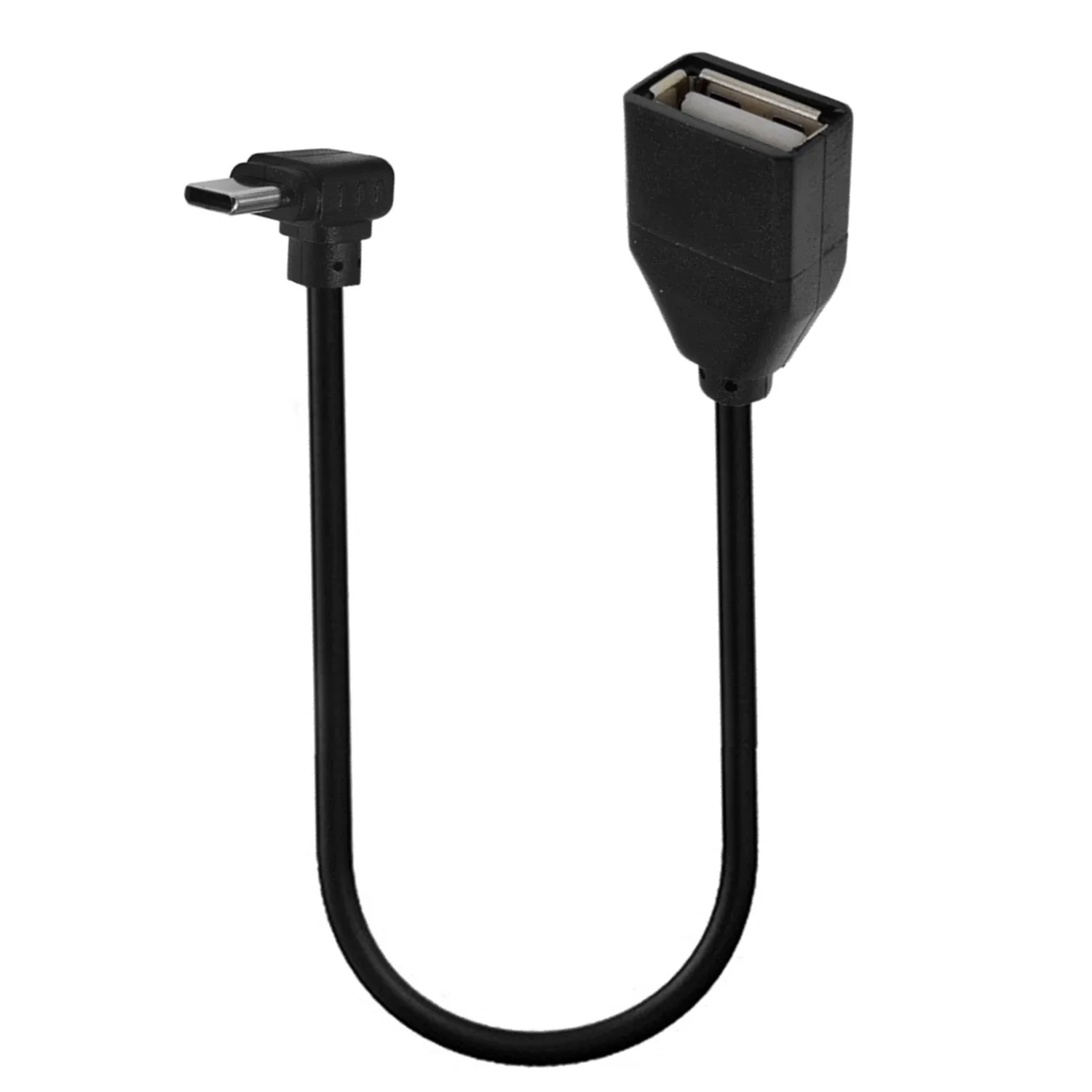 

USB-C USB 3.1 C-type male to female USB 2.0, OTG data cable, 90 degree angle, left/right/up/down/, 0.25 meters