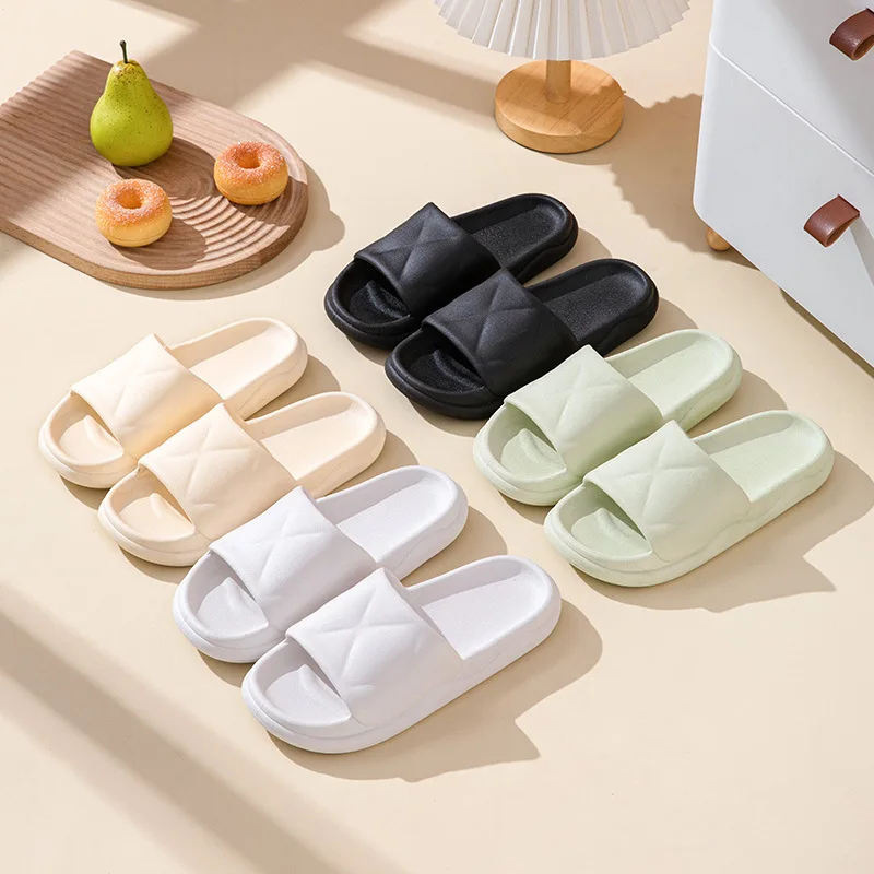 2023 New Summer Women Thick Platform Bathroom Home Slippers Men Soft Sole Eva Indoor Slides Female Sandals Non-Slip Flip Flops
