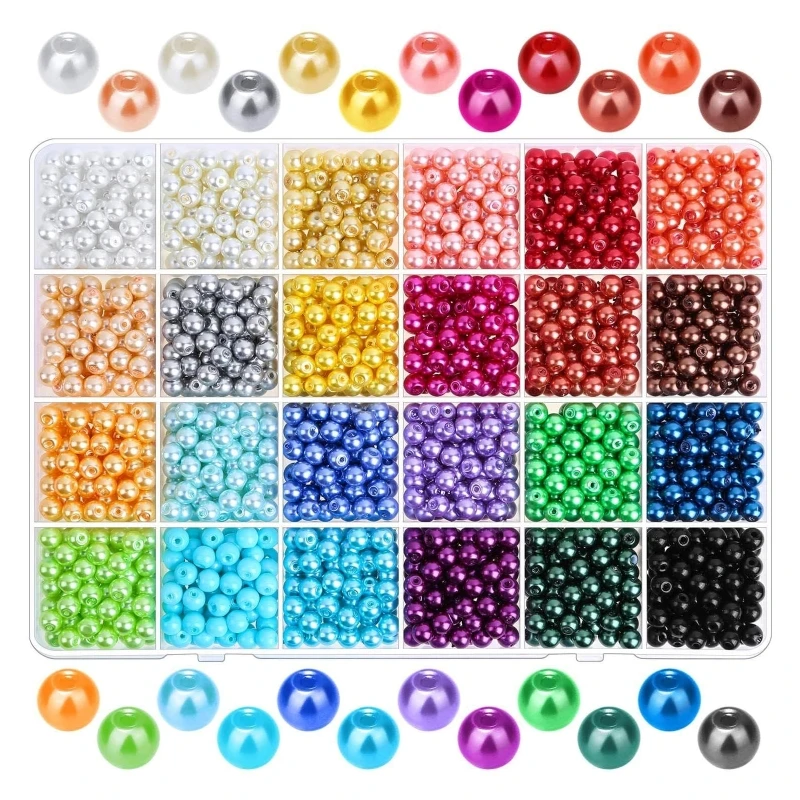 

1680Pieces Spacer Beads for Adult DIY Bracelet Earring Necklace Ring 6mm 24Color