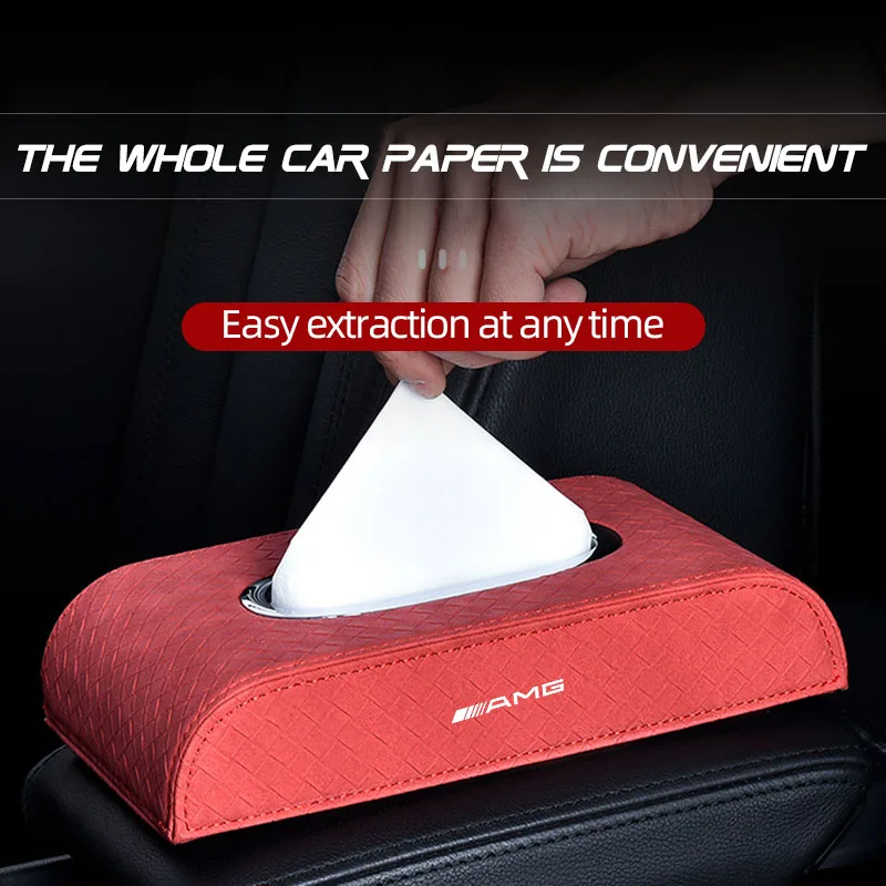 

Car Tissue Box Interior Accessories Decorative Leather Napkin Box For Benz AMG W203 W220 W211 W201 W210 GLC GLE A B C E S A180