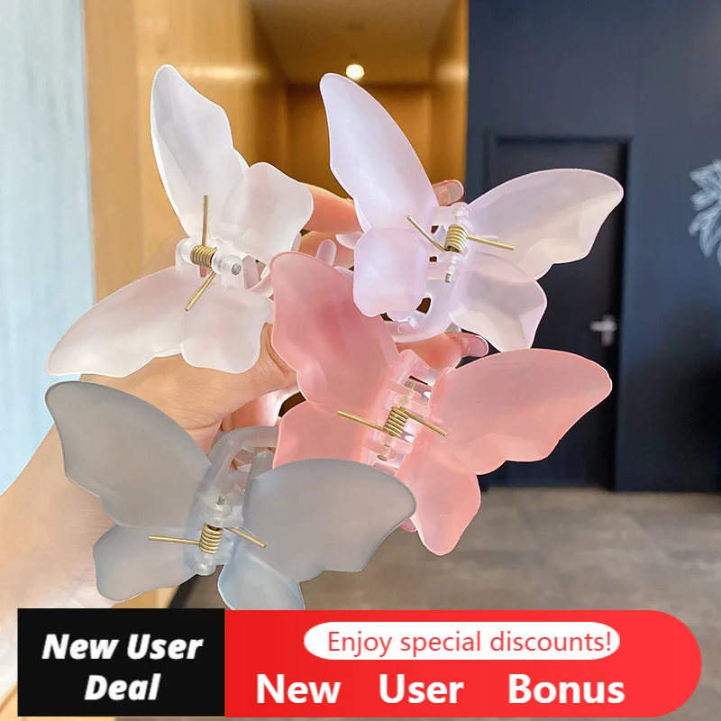 

Acrylic Butterfly Hair Claw Clips Girls Solid Color Big Size Women Barrettes Metal Hairclips Hairpins Bowknot Headwear 2022new