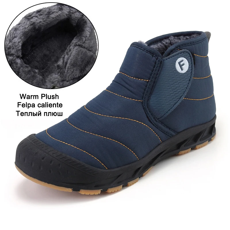 

Зимние мужские ботинки для снега, мужские кроссовки, водонепроницаемая мужская повседневная обувь, теплые меховые ботильоны большого разм...