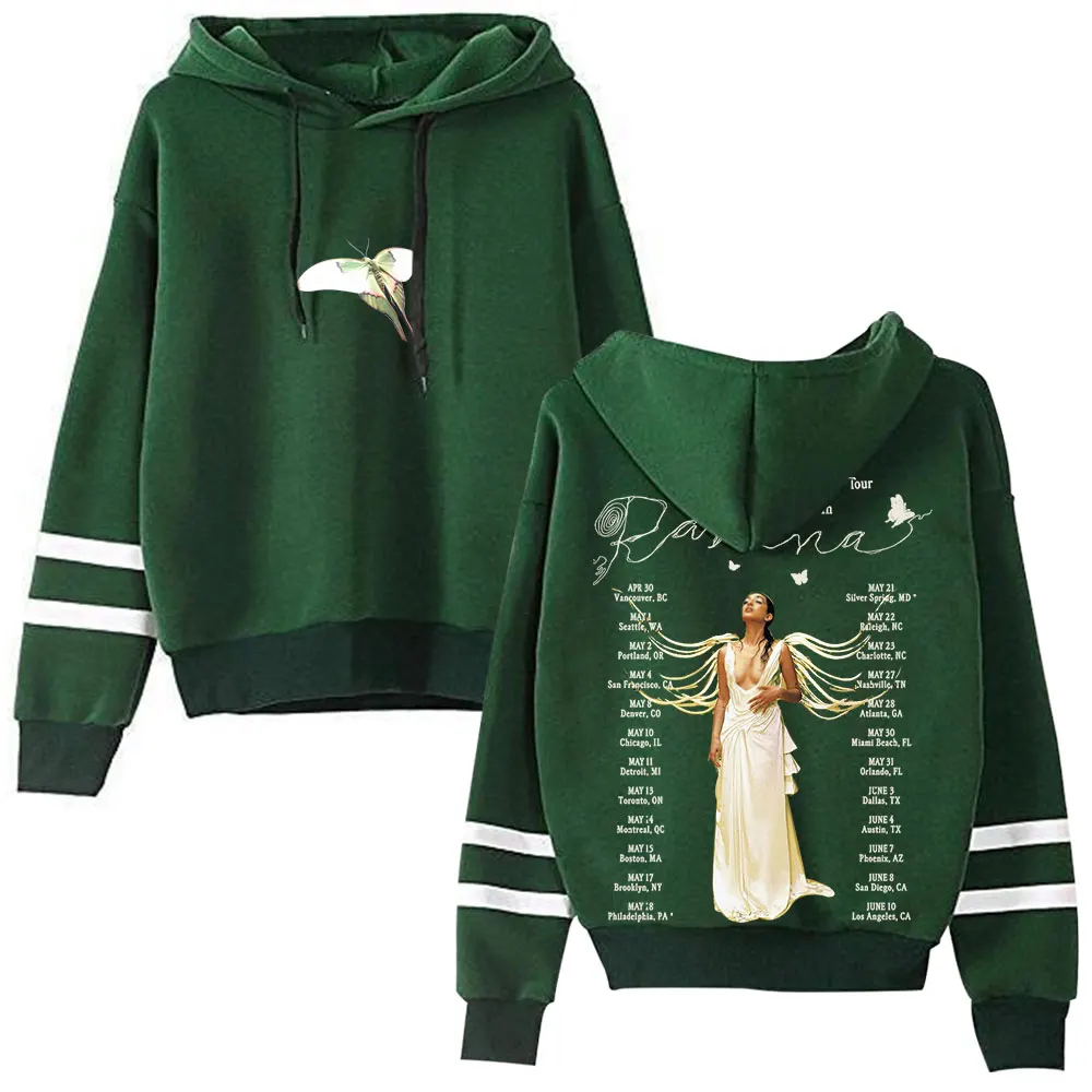 Raveena Where The Butterflies Tour In The Rain 2025 Merch Пуловеры с капюшоном без карманов с рукавами с параллельными перекладинами Уличная одежда (art.: 3920ccae685e2) - 3920ccae685e2