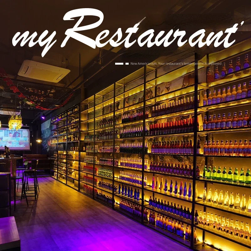 Барный шкаф для хранения в ресторане с подсветкой индивидуальный дисплей