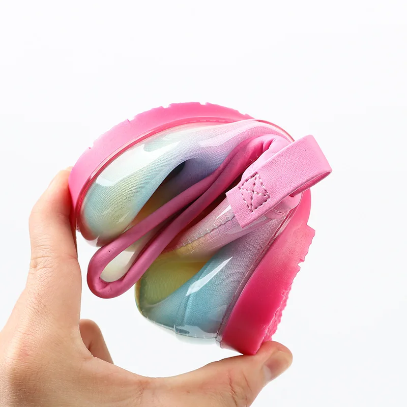 Радужные детские ботинки для воды из ПВХ резиновые модные милые непромокаемые