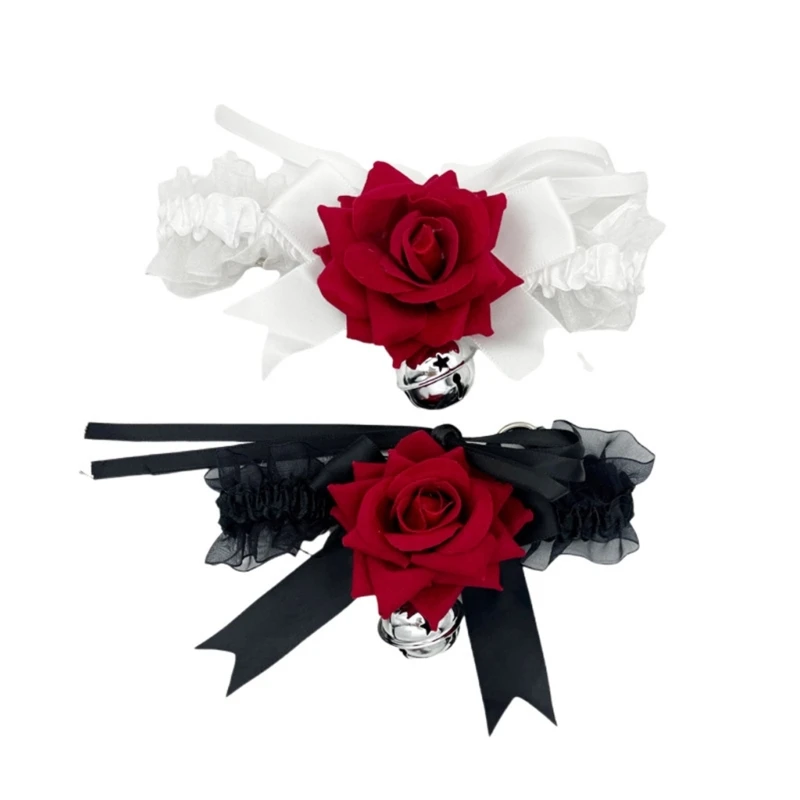 

Панк кружевные Чокеры Готический бант розовое ожерелье с колокольчиками эластичный воротник Чокеры ожерелье для Хэллоуина костюмы вечеринки