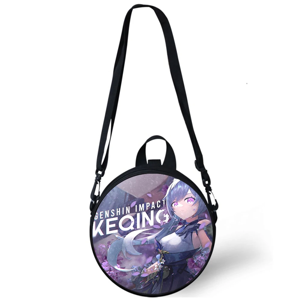 Genshin Impact Keqing Child kindergarten Bag 3D Print Crossbody Shoulder Bags For School Women Mini Round Bagpacks Rugtas Bag