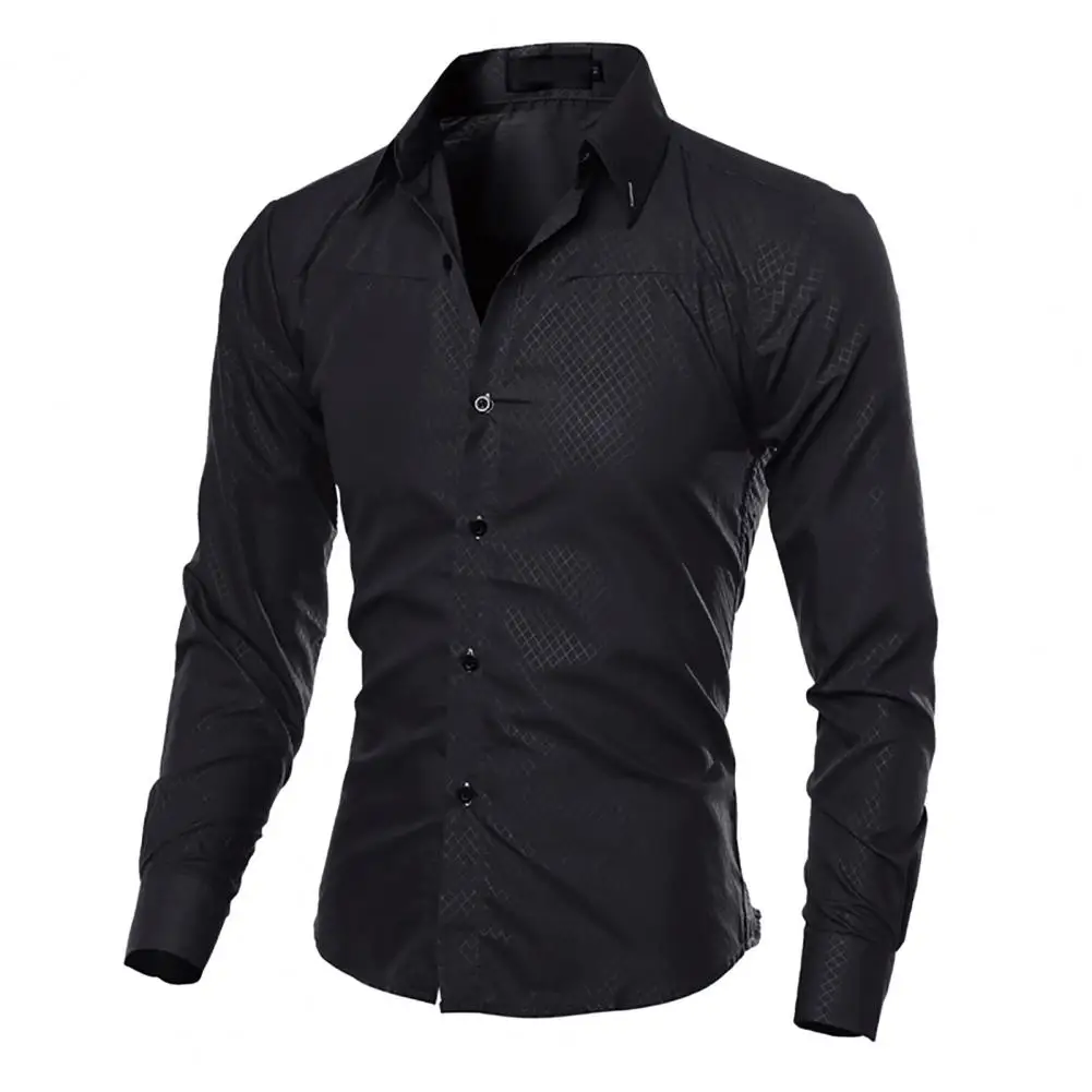 

Office Shirt Single-breasted Colorfast Workwear Simple Pure Color Shirt Top Men Shirt Daily Clothing