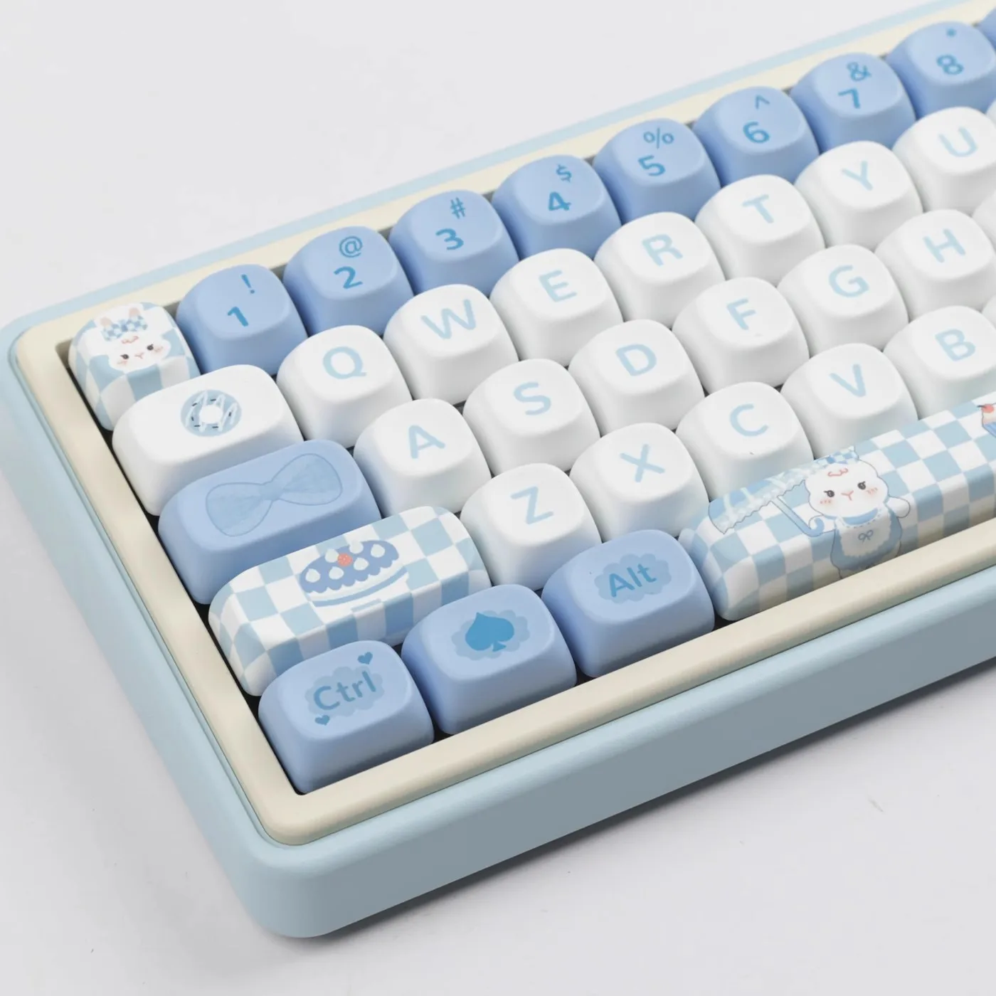 

1 Set Blue White Cute Bunny Keycaps MOA Profile Keycap PBT Dye Sublimation Key Cap For MX Switch Mechanical Keyboard Accessories