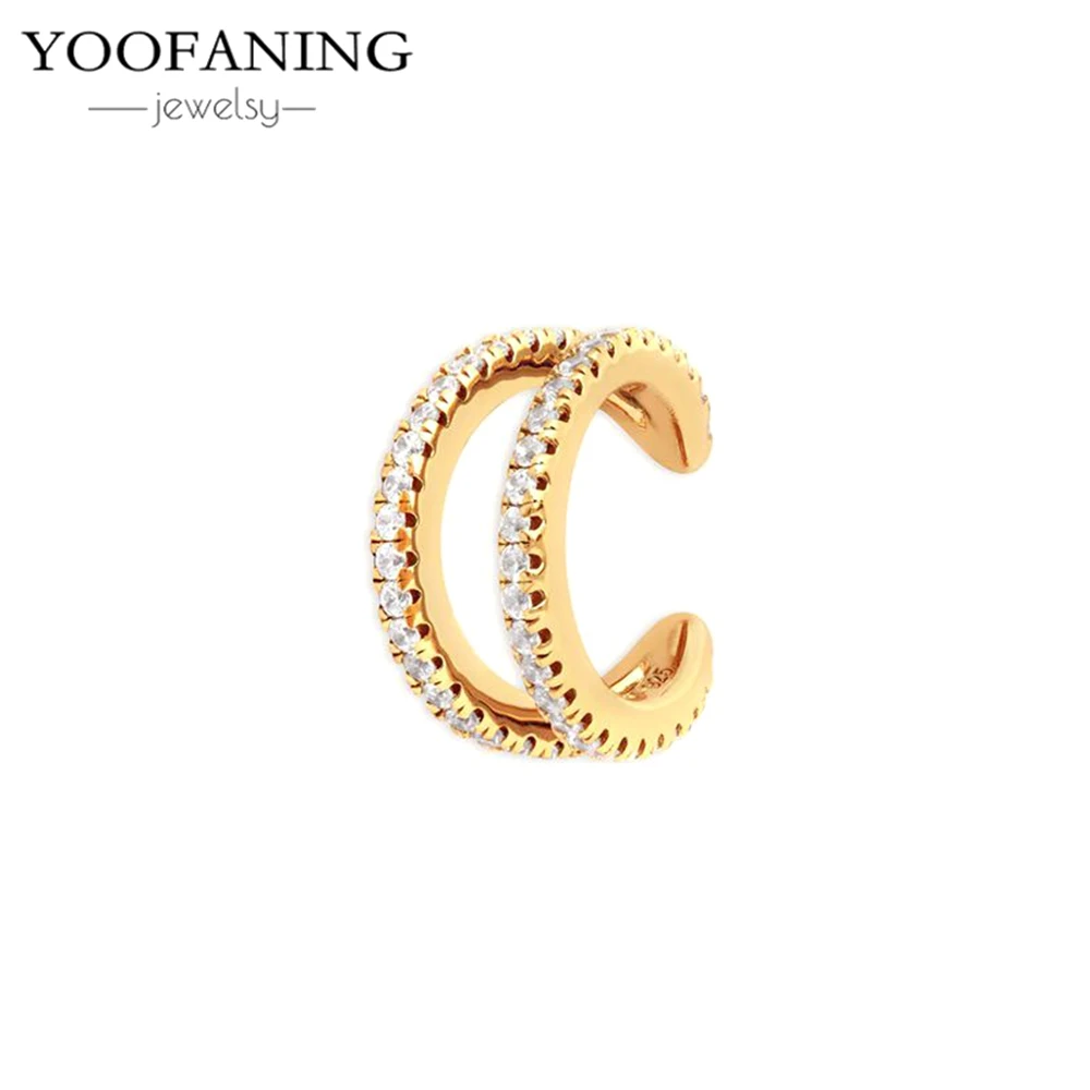 Фото Серьга-клипс YOOFANING с кристаллами циркона, 1 шт., для женщин и унисекс, серьга-кафф для хряща уха, имитация пирсинга, клипса-серьга для пары №2