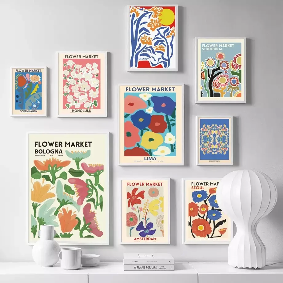 

Nordic Vintage Floral Abstract Art Wall Art Canvas Living Room Bedroom Poster Printing Nordic Pictures Home Decor