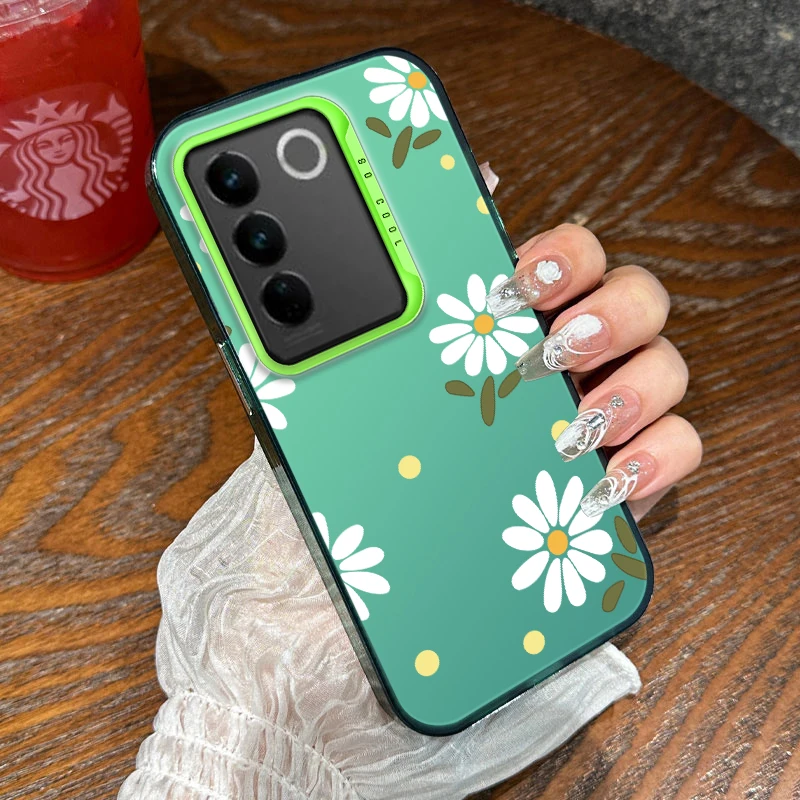 Чехол для vivo S16e V27e V27 E белый минималистичный чехол телефона с цветочной росписью