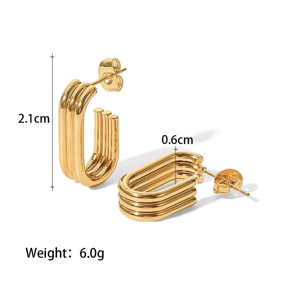 Stainless Steel PVD 18K Gold Plated Tarnish U Shape Line  Drop Earrings For Woman Jewelry Wholesale 2023 Trendy