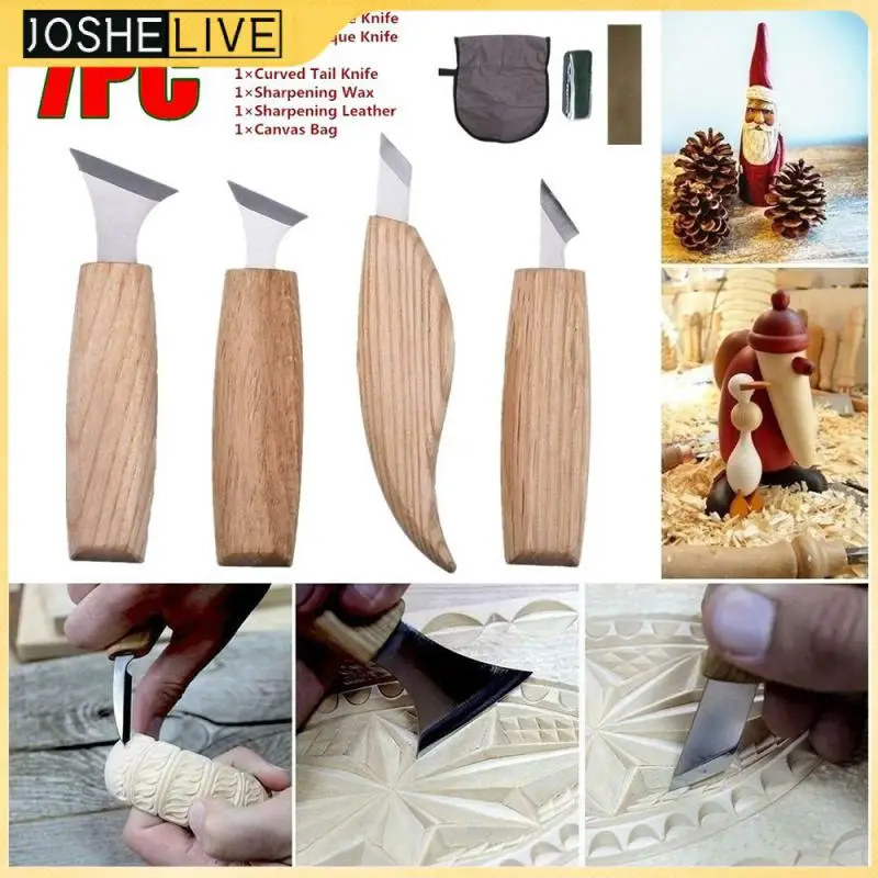 

7pcs Wood Carving Knife Chisel Woodworking Cutter Hand Tool Set Woodcarving Peeling Sculptural Spoon Hooked Carving Wood Carving