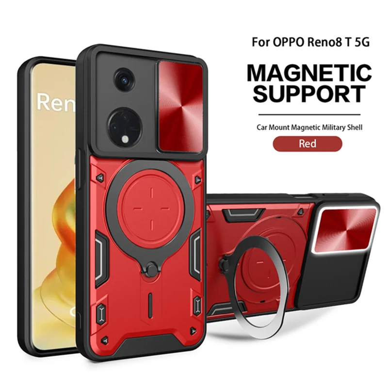 

For Oppo Reno8 T 5G Case Magnetic Ring Holder Armor Protect Phone Cases For Opo Orro Reno8T Reno 8T 8 T Slide Camera Back Cover