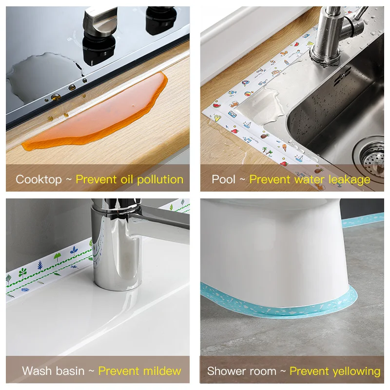 kitchen sink waterproof sticker anti mold waterproof tape bathroom countertop toilet gap self adhesive seam stickers free global shipping