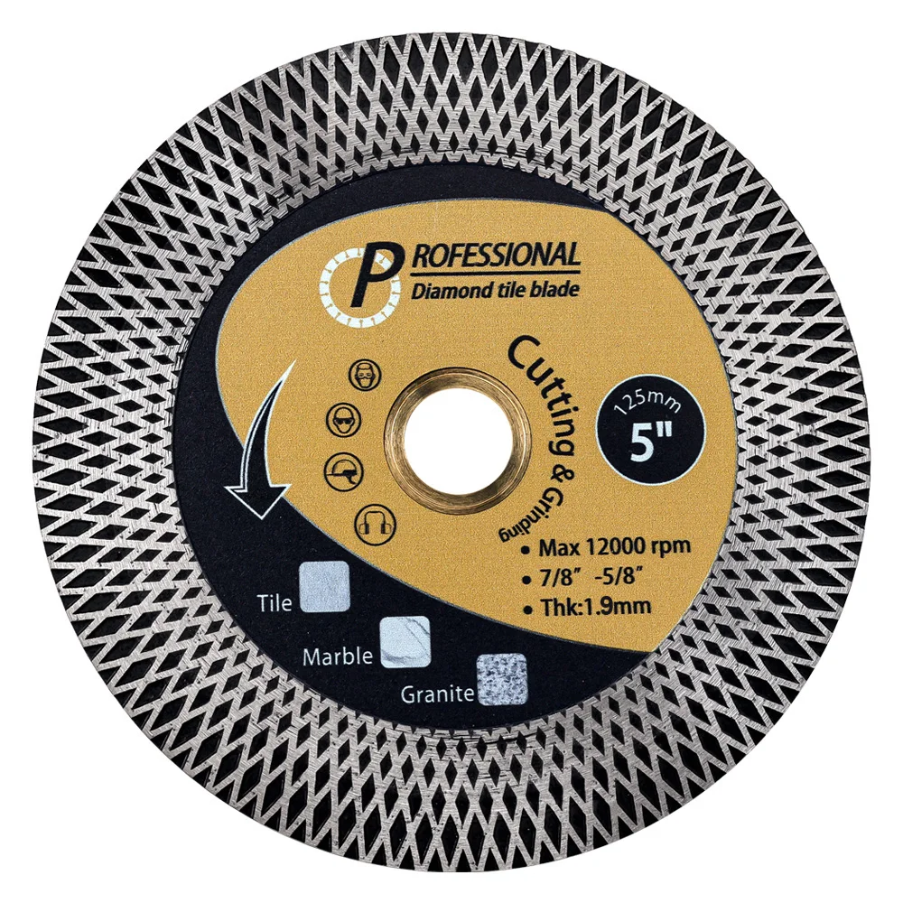 Пильный диск сегментного типа 115-125 мм Turbo Diamond Super Porcelain Tile Ceramic для резки гранита, мрамора и шлифования.