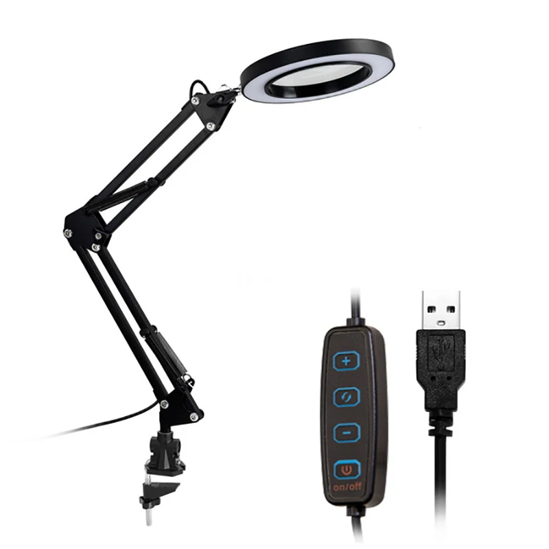 

1 Pc High Quality LED Reading Nail Beauty Repairing Tattooing Light 5X Magnifying Glass Desk Magnifier Lamp with USB Home Light