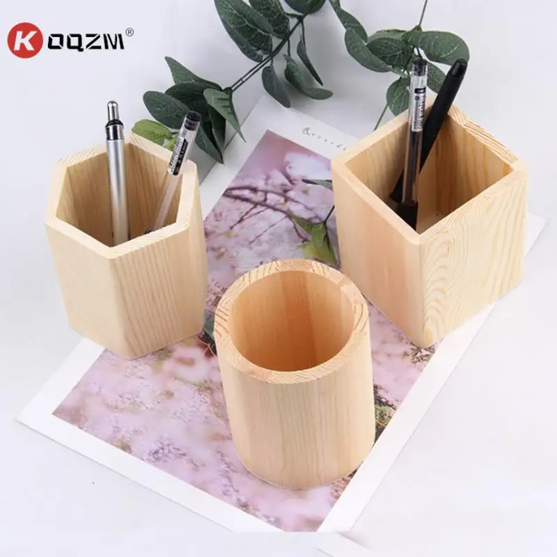 

Wooden Pencil Holder Stationery Pen Pencil Holder Desk Office Pen Holder Organizer Makeup Brush Sundries Desktop Pen Storage Box