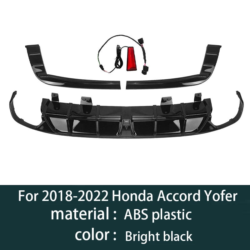 

Для Honda Accord Yofer 2018-2022 диффузор заднего бампера со светодиодной подсветкой, внешний вид задней губы, обновление автомобильных аксессуаров