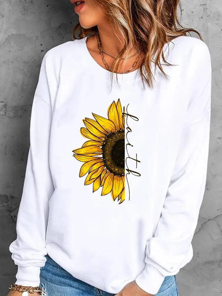 

Женский свитшот с принтом, милый Повседневный пуловер в стиле 90-х с графическим принтом в виде цветов, весна-осень