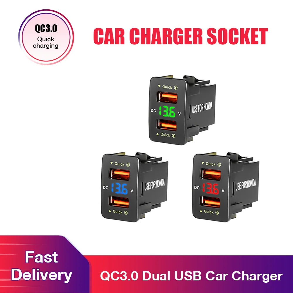 

Двойной USB QC 3,0 зарядное устройство для автомобильной розетки 12-24 в вольтметр Светодиодные Автомобильные аксессуары адаптер питания для Toyota...