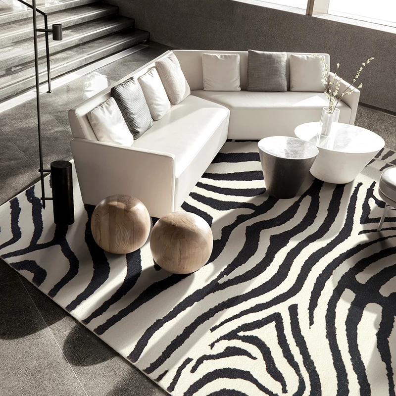 

Zebra Pattern Art Comfortable Large Area Living Room Carpet Soft Bedroom Rug Modern Home Decoration Aesthetics Black White Rugs