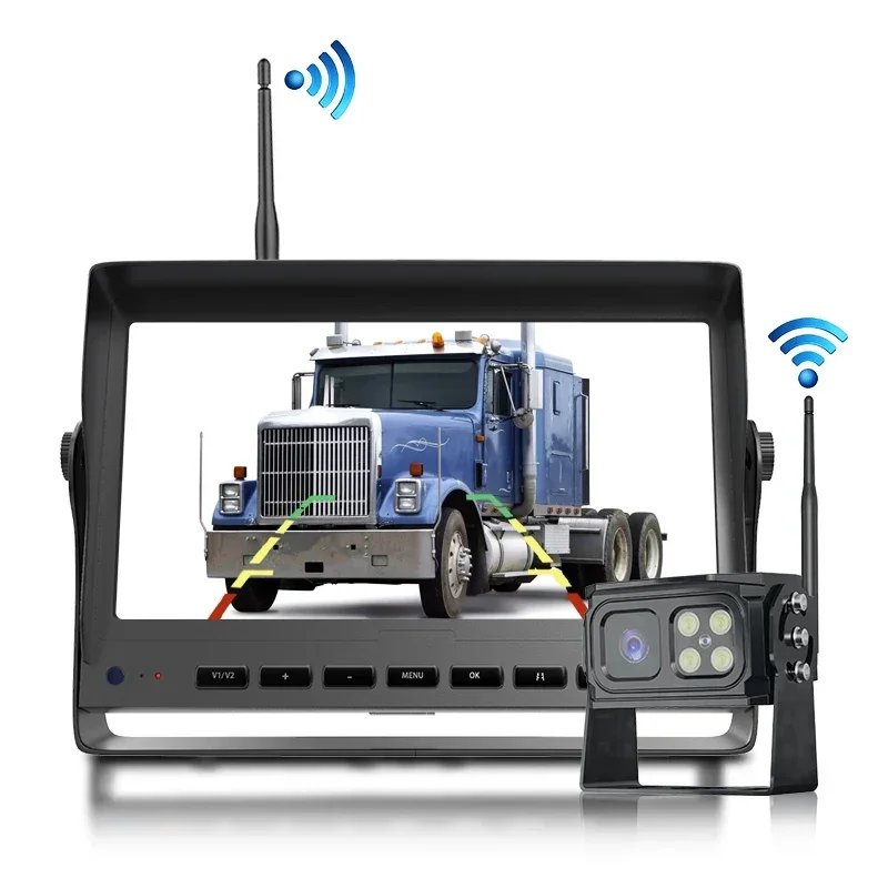 

7-дюймовый беспроводной экран AHD 1080P, 2-канальный 4-канальный раздельный видеорегистратор, монитор 24 В, для автобусов, прицепов, внедорожников, грузовиков, комплект резервной камеры заднего вида