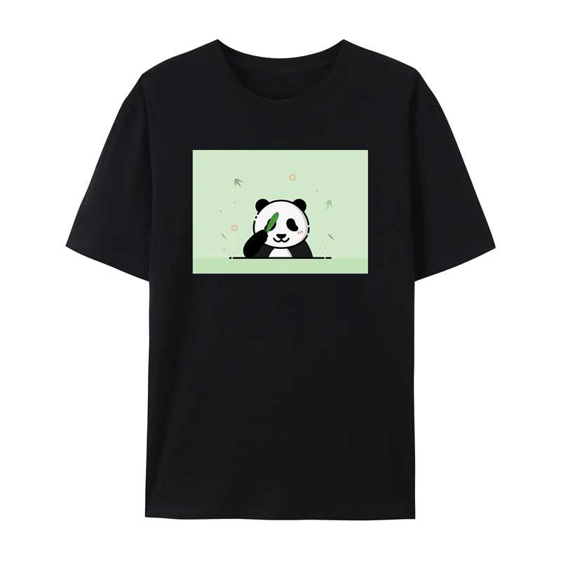 

Custom Made Men Women T-Shirt Panda Print Tops Tees T Shirt Casual Clothes Short Sleeve Top Over Size 100% Cotton Customized
