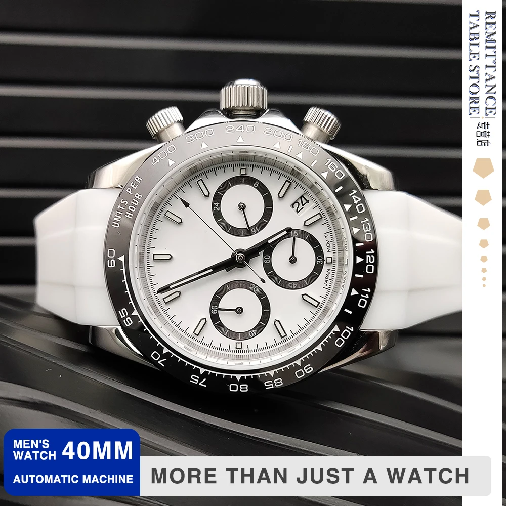 The latest white strap panda quartz watch VK63 caliber sapphire mirror waterproof multifunctional three-eye chronograph