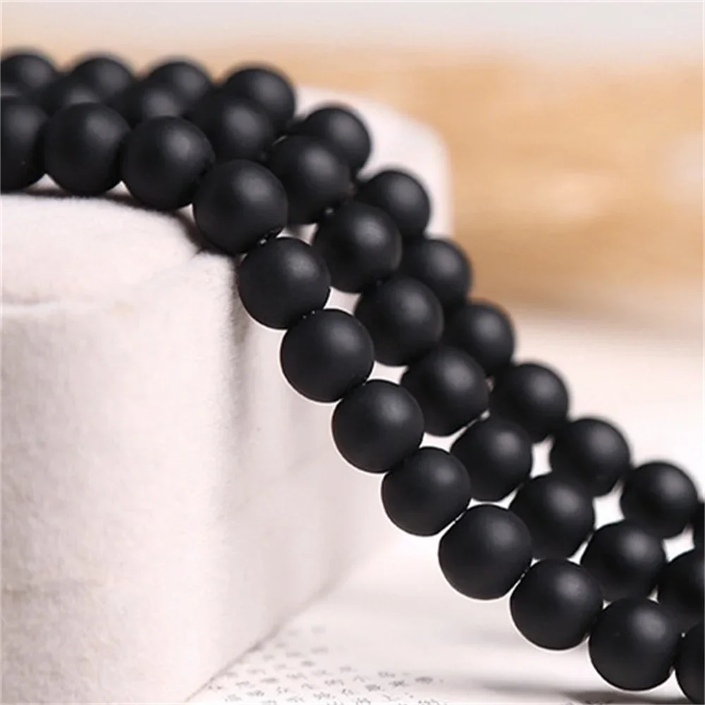 Бусины из натурального черного агата 4-12 мм для изготовления ювелирных изделий