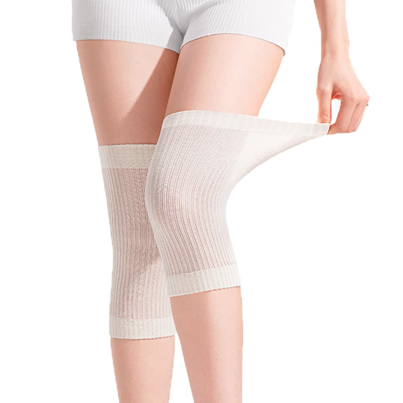 

1 Pair Of Summer Ultra-Thin 1mm Silk Knee Pads Adult Joint Warm Knee Pads Non-Slip Skin Tone Light Green Invisible Knee Pads