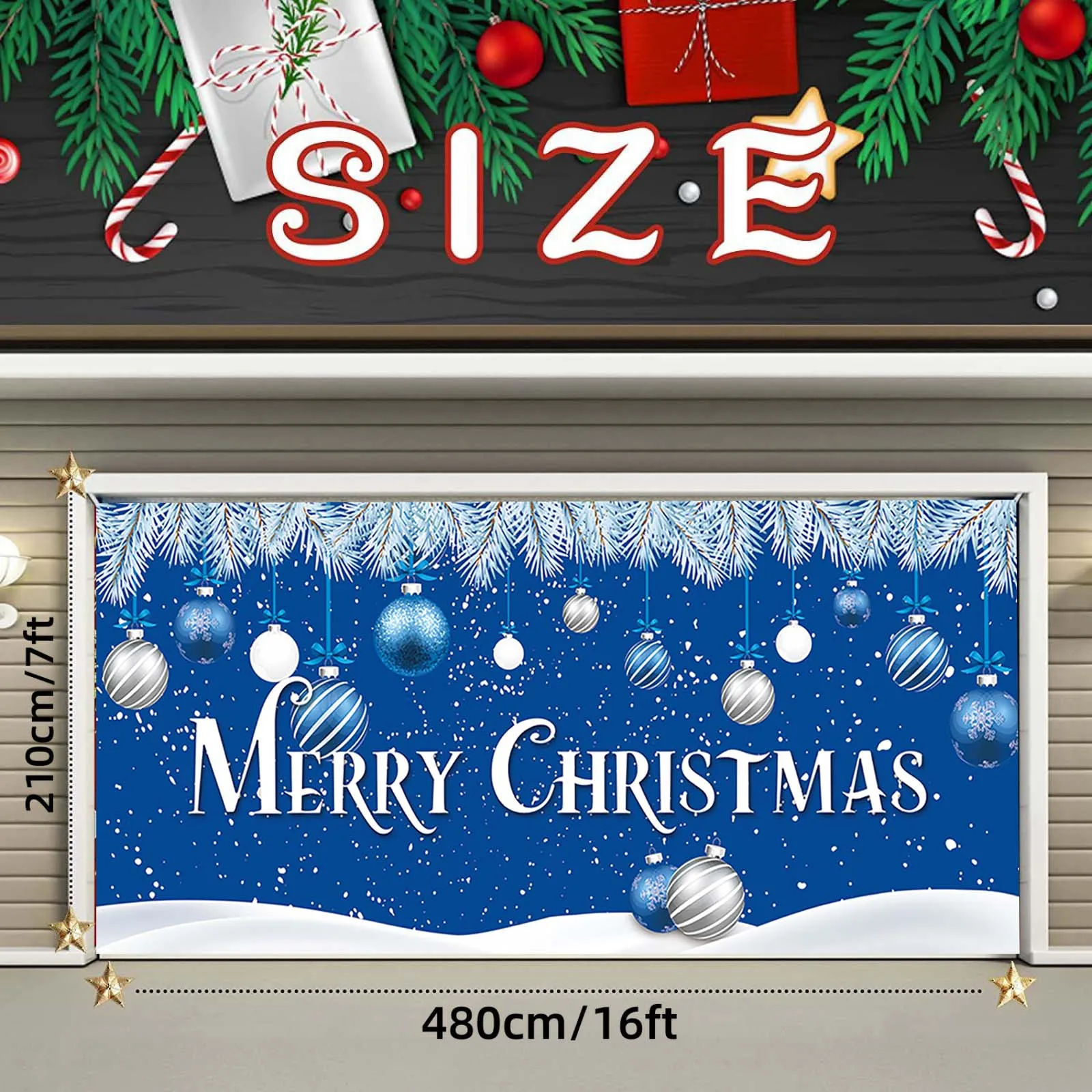 Рождественское украшение для гаражной двери искусственная роспись чехол 7X16